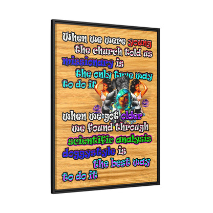 doggystyle - framed canvas art (butterscotch wood finish)