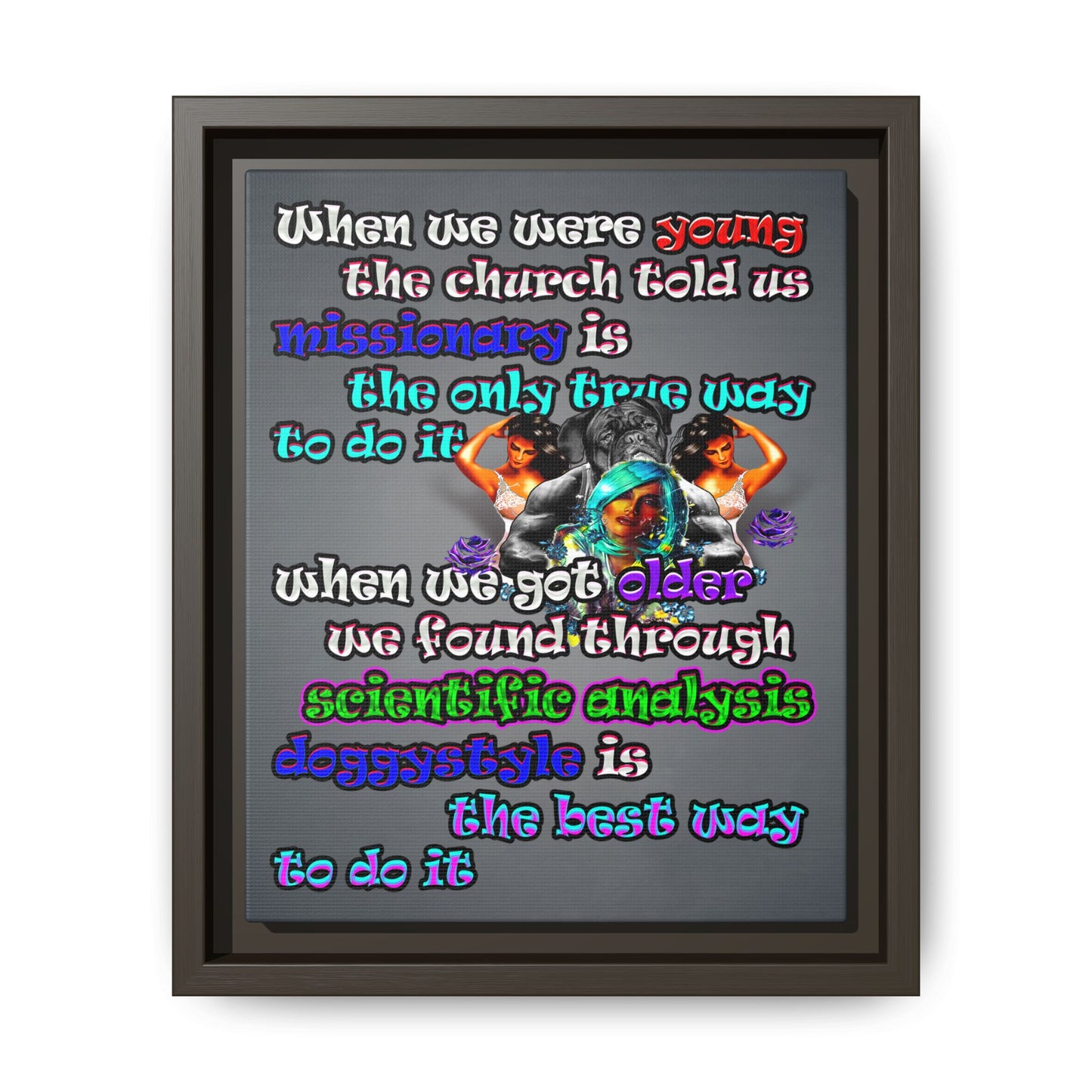 doggystyle - framed canvas art (grey-light grey)