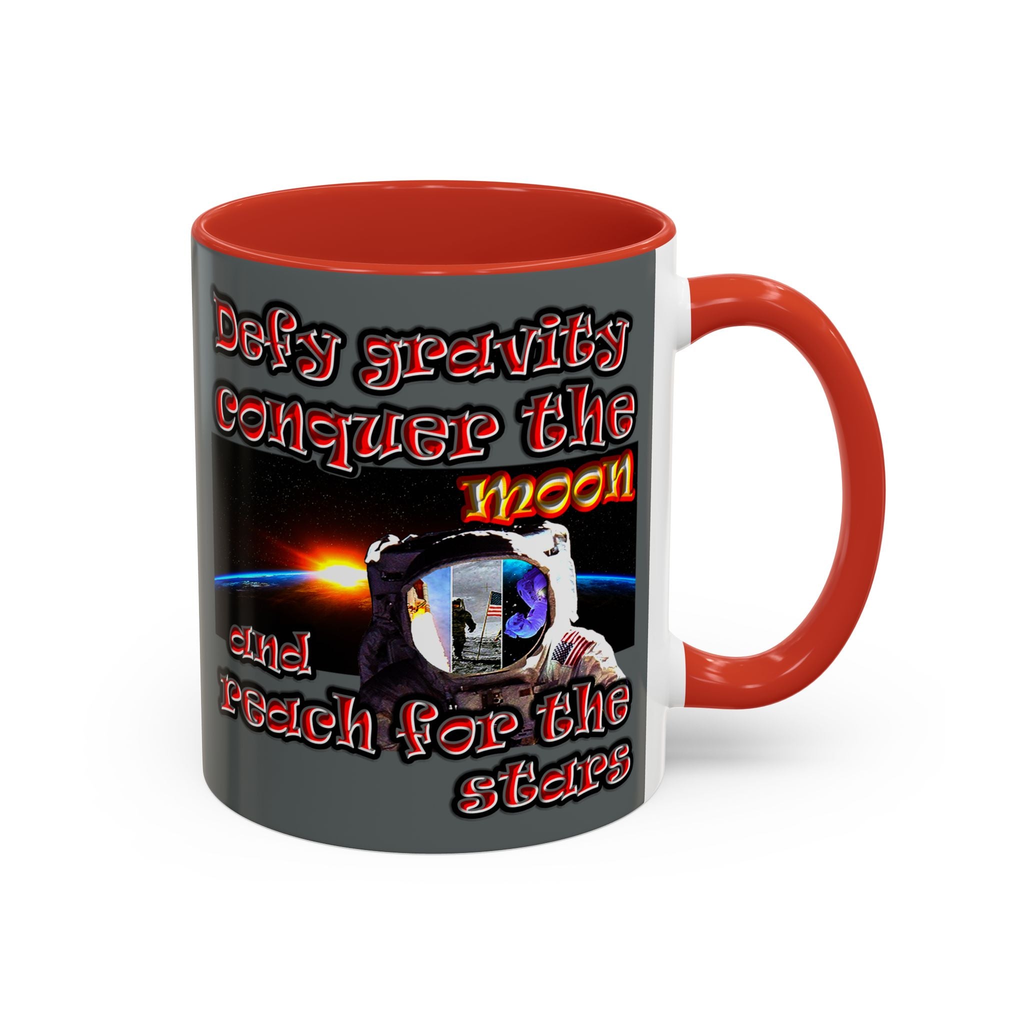 defy conquer reach - Accent Mug (dark grey)