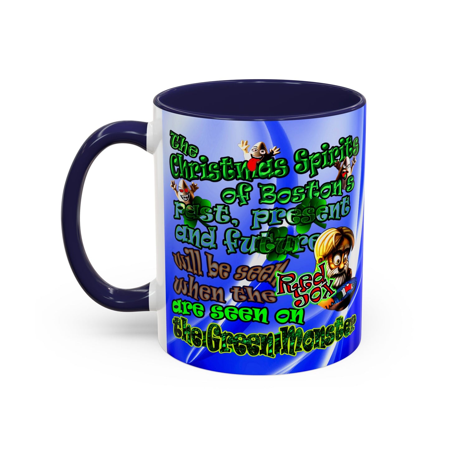 christmas spirits of boston - Accent Mug (blue-white wave)