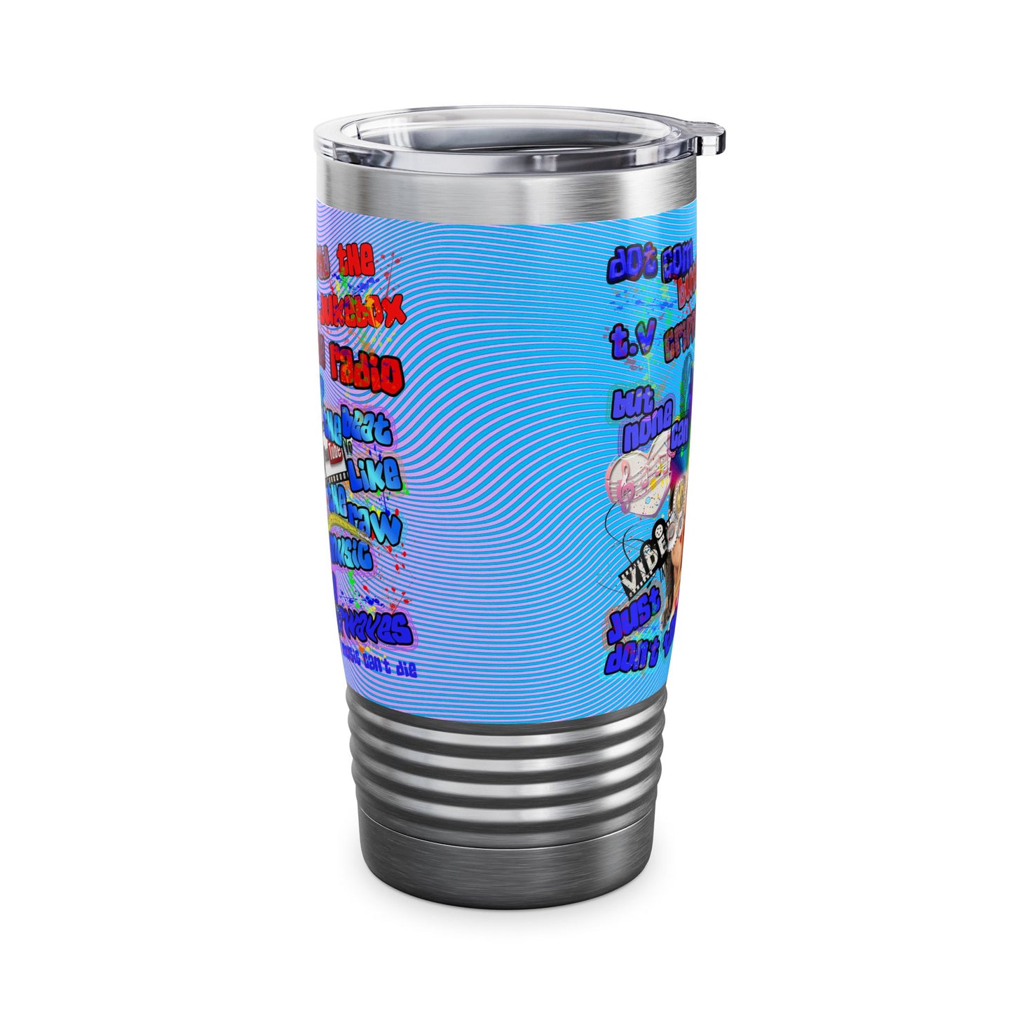 drop the beat - Ringneck Tumbler, 20oz  (light blue-purple wave)