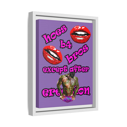hoes b4 bros - framed canvas art (light purple)