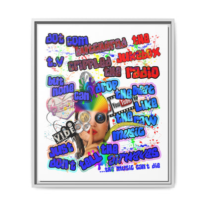 drop the beat - framed canvas art (white)