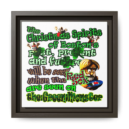christmas spirits of boston - framed canvas art (white)