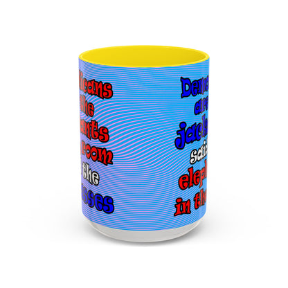 donkeys and elephants - Accent Mug (light blue-purple wave)