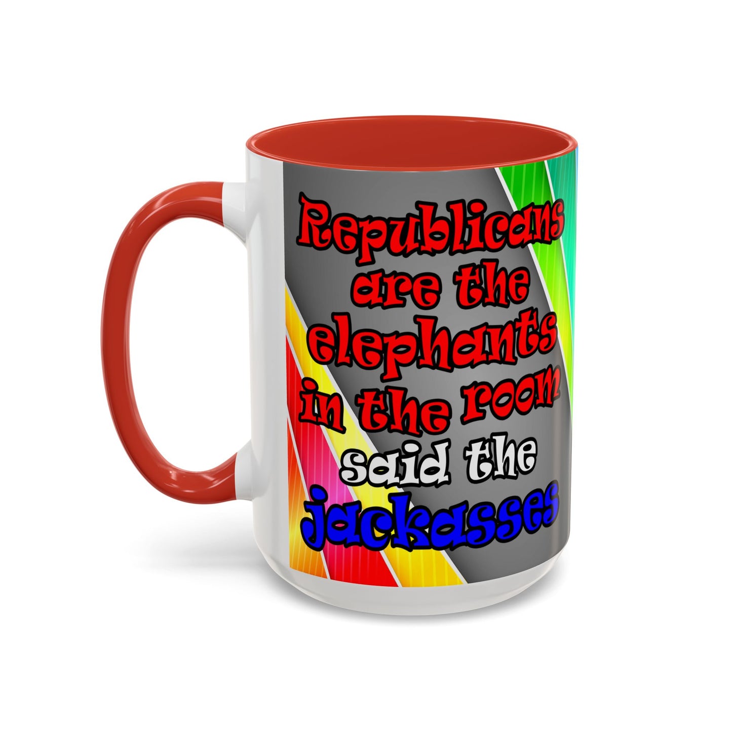 donkeys and elephants - Accent Mug (rainbow split)