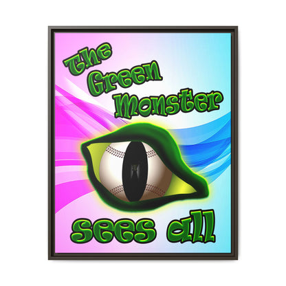 green monster - framed canvas art (light blue-pink wave)