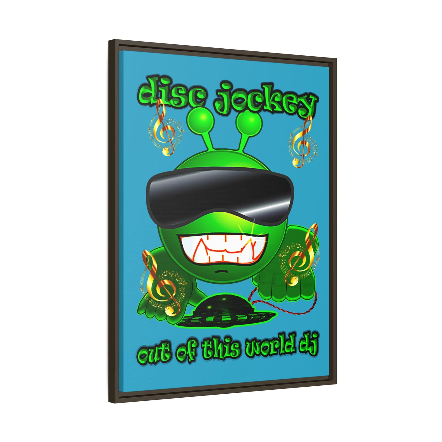 disc jockey - framed canvas art (turquoise)