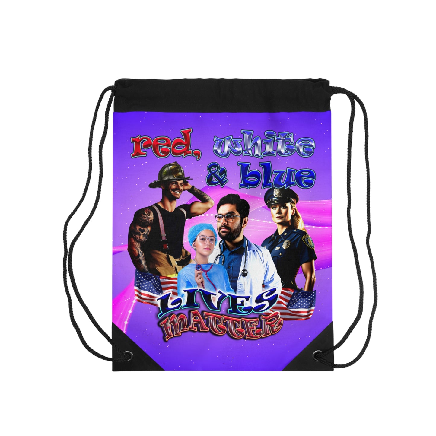 rw&b lives matter - Drawstring Bag (purple-pink wave)