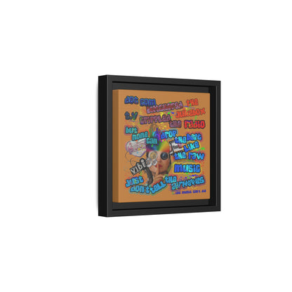 drop the beat - framed canvas art (light brown)