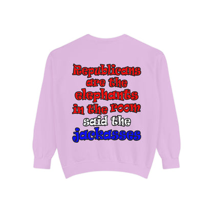 donkeys and elephants - Unisex Garment-Dyed Sweatshirt