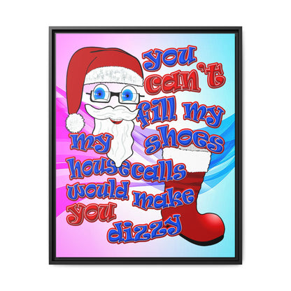 santa's shoes - framed canvas art (light blue-pink wave)