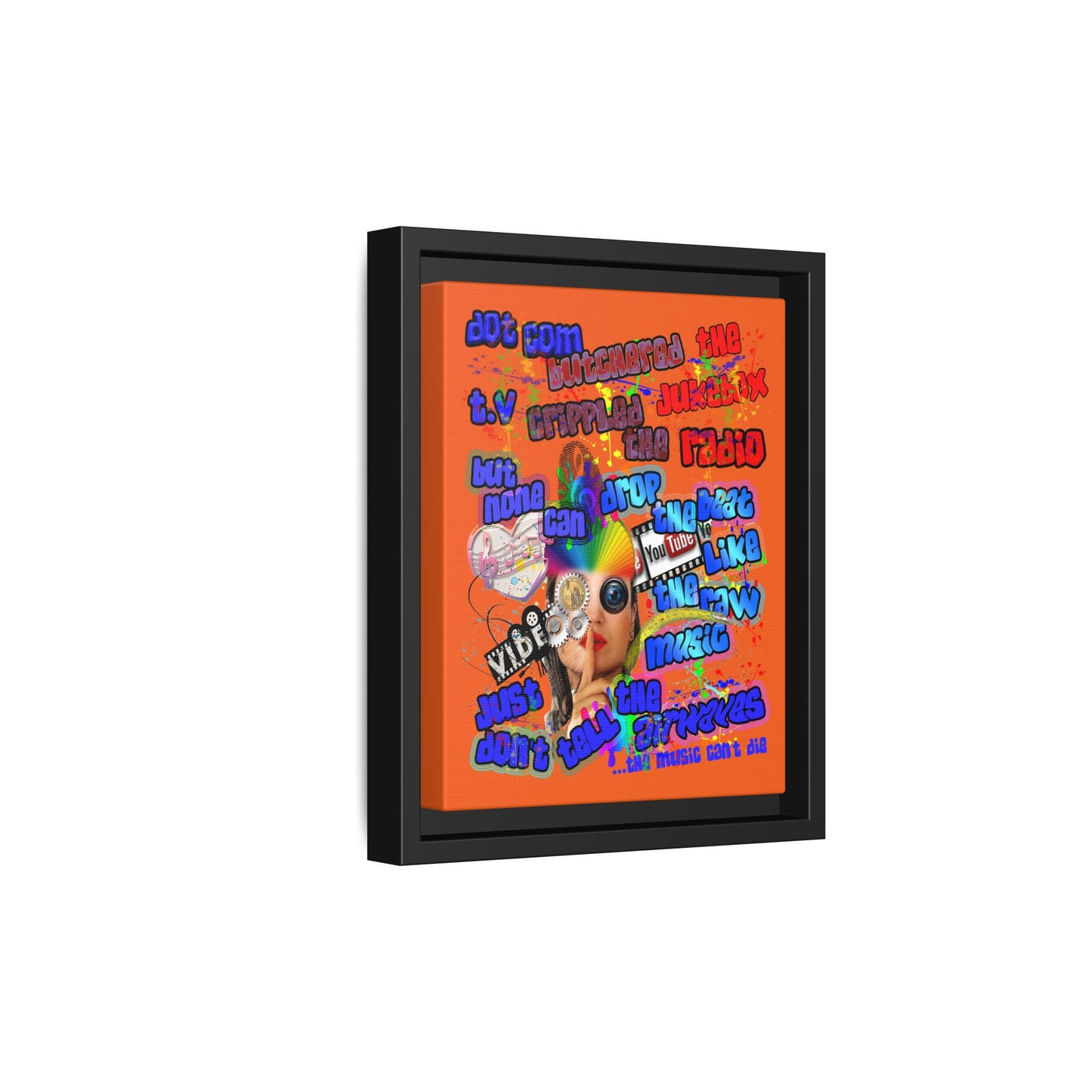 drop the beat - framed canvas art (orange)