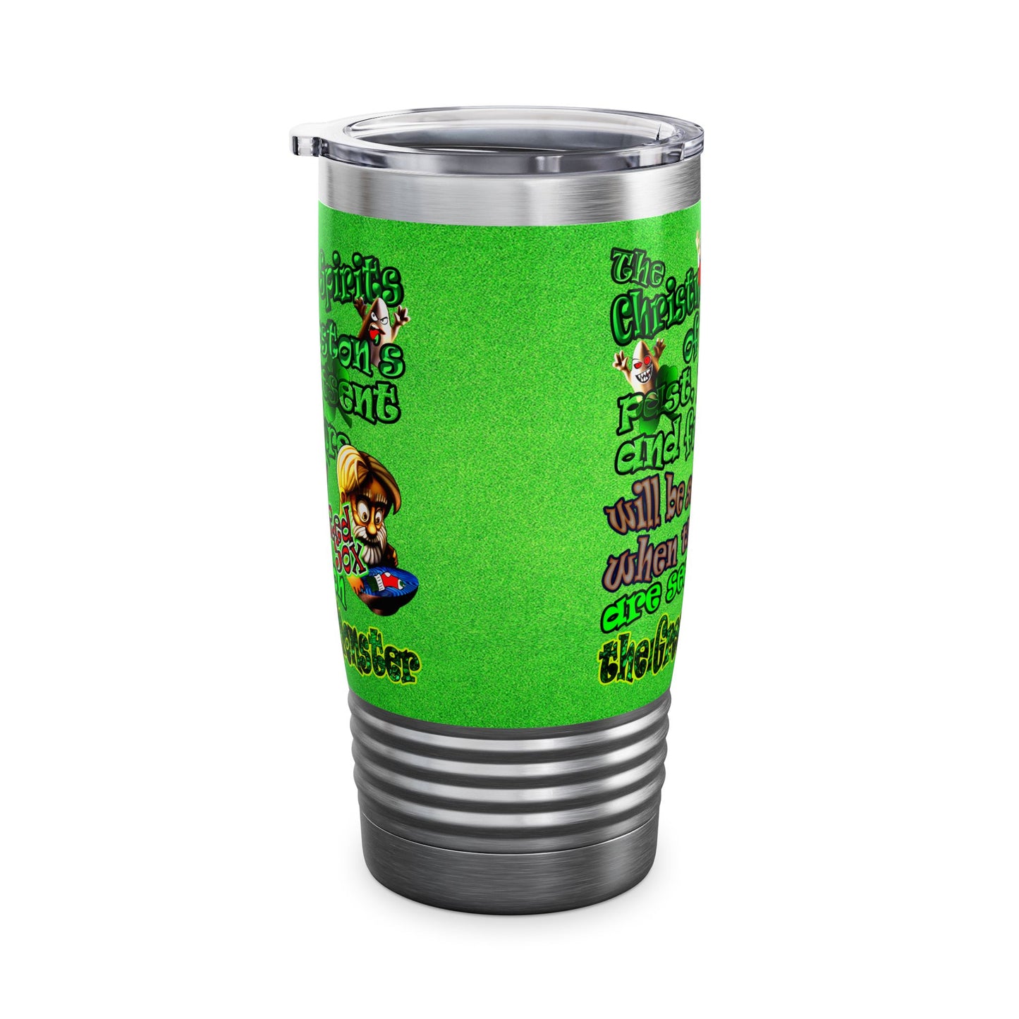 christmas spirits of boston - Ringneck Tumbler, 20oz (green turf)