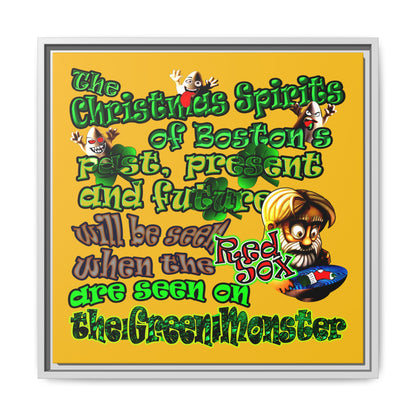 christmas spirits of boston - framed canvas art (yellow)
