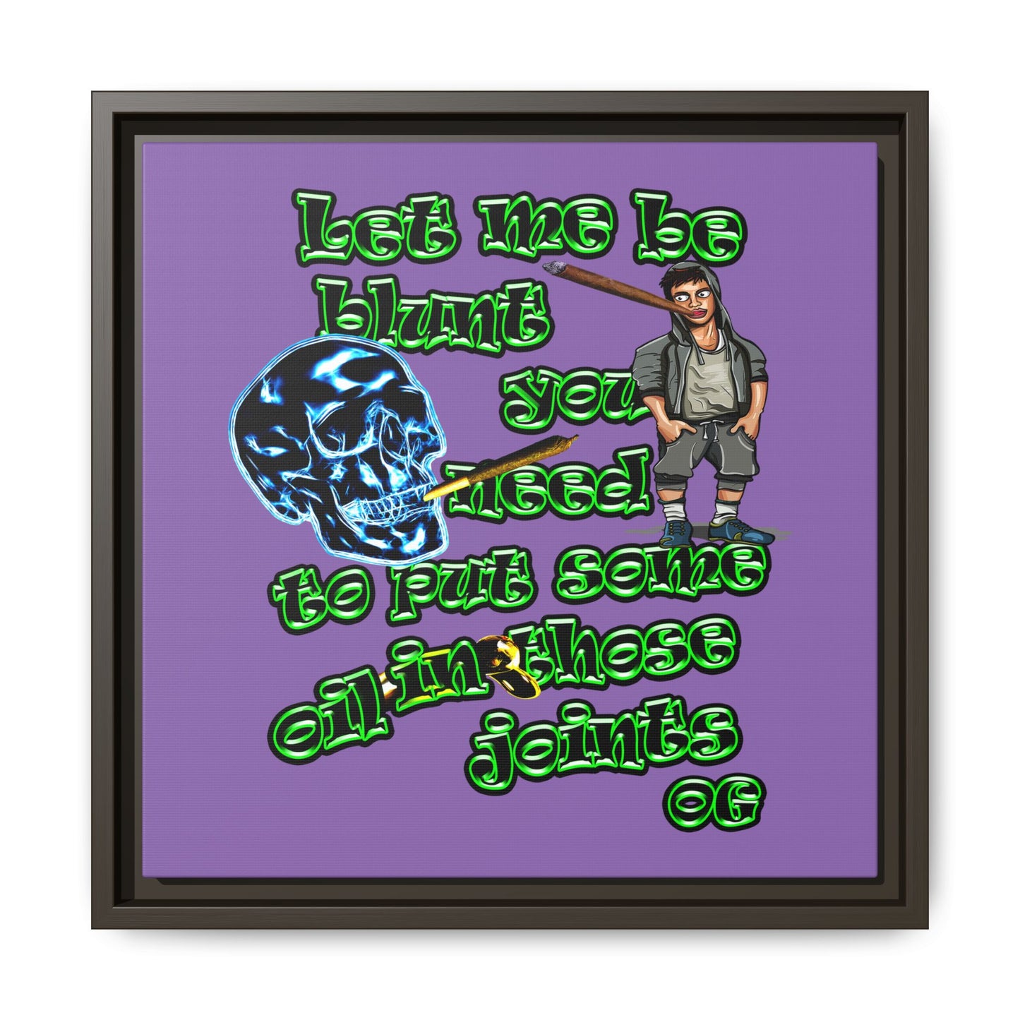 og - framed canvas art (light purple)