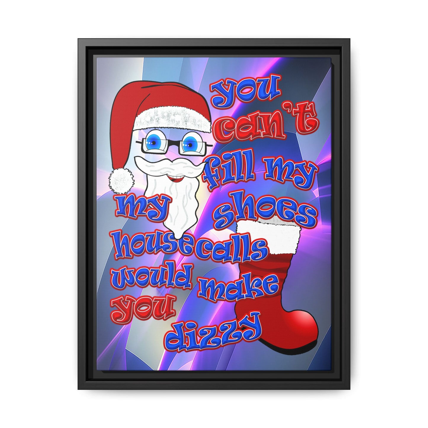 santa's shoes - framed canvas art (grey-pink wave)