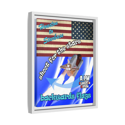 shoot for the stars - framed canvas art (blue-white wave)