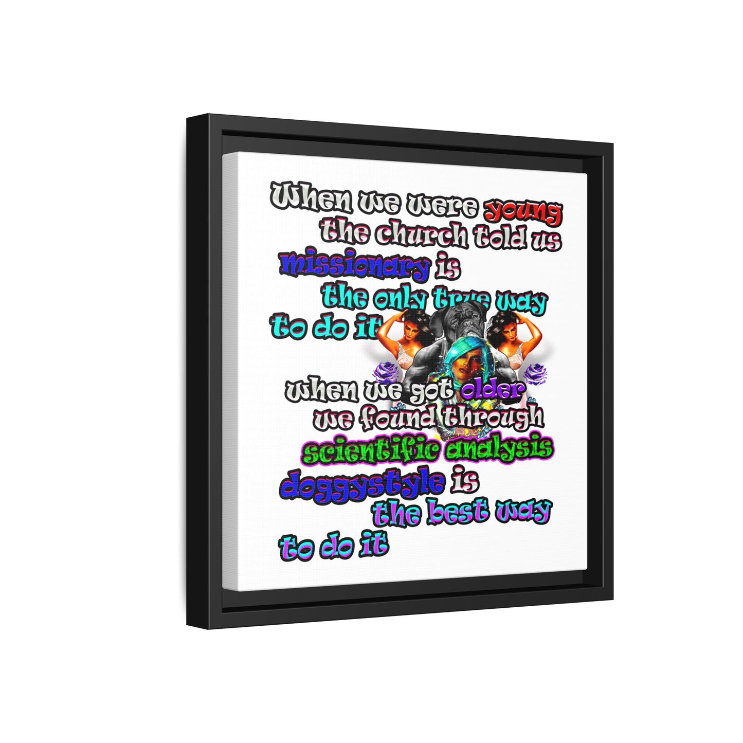 doggystyle - framed canvas art (white)
