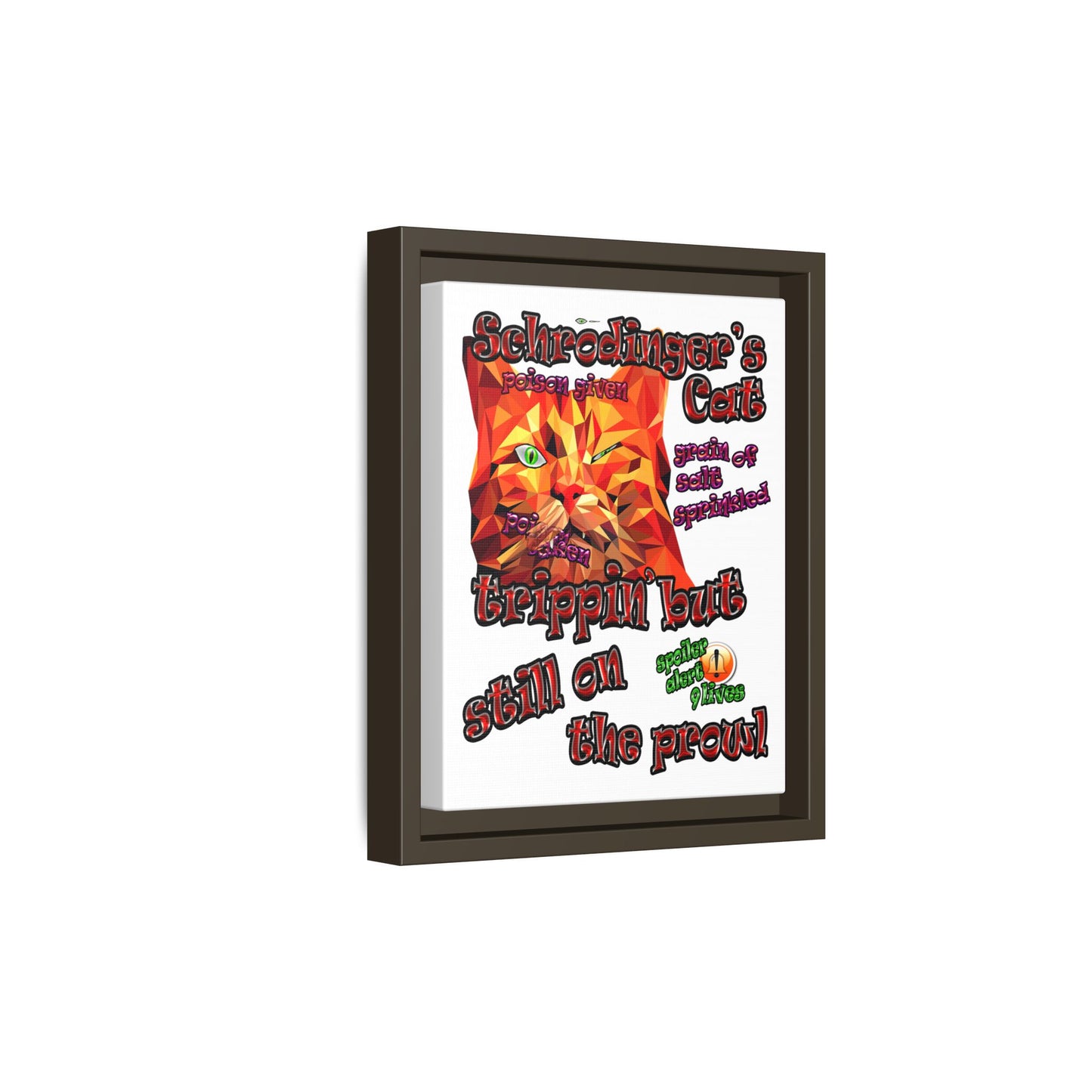 schrodinger's cat - framed canvas art (white)
