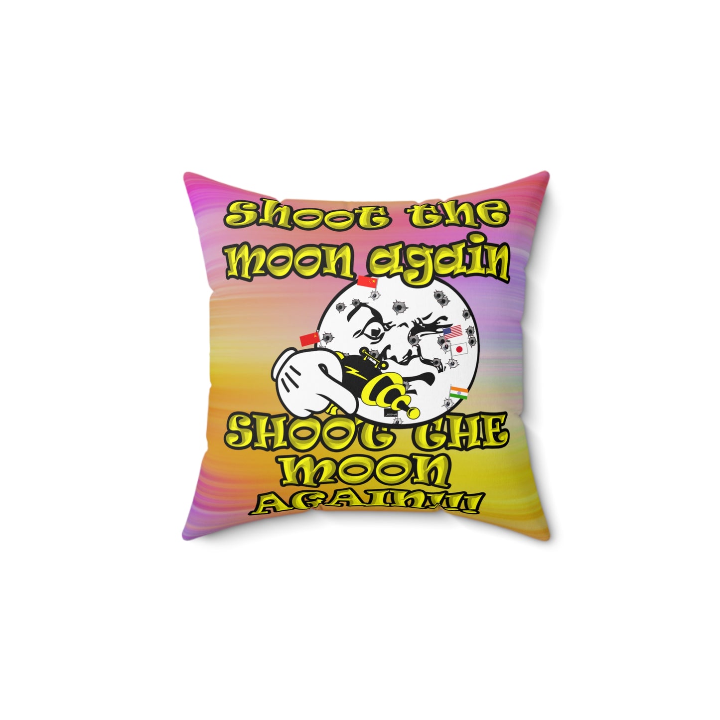 shoot the moon again - Spun Polyester Square Pillow - (color blur)