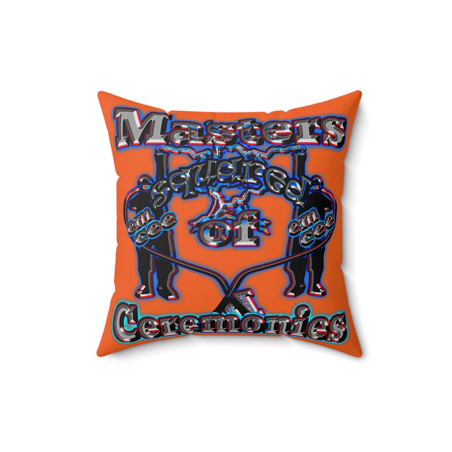 em cee squared - Spun Polyester Square Pillow - (orange)