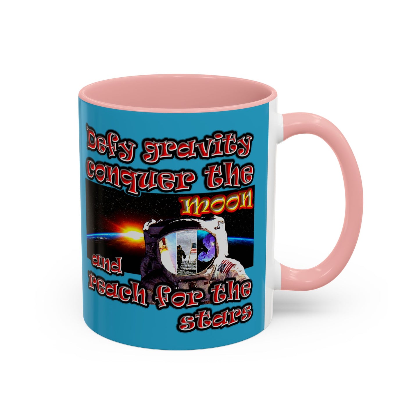 defy conquer reach - Accent Mug (turquoise)