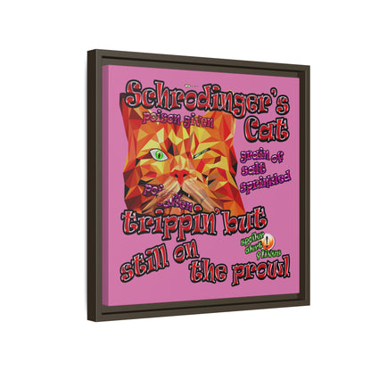 schrodinger's cat - framed canvas art (light pink)