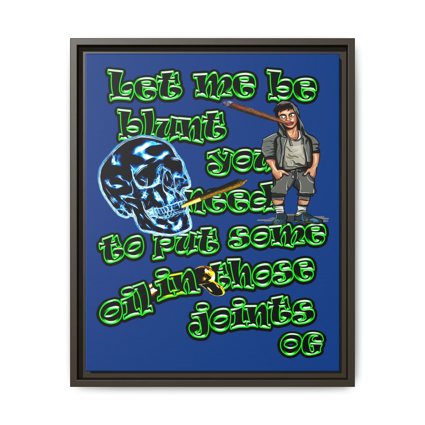 og - framed canvas art (dark blue)