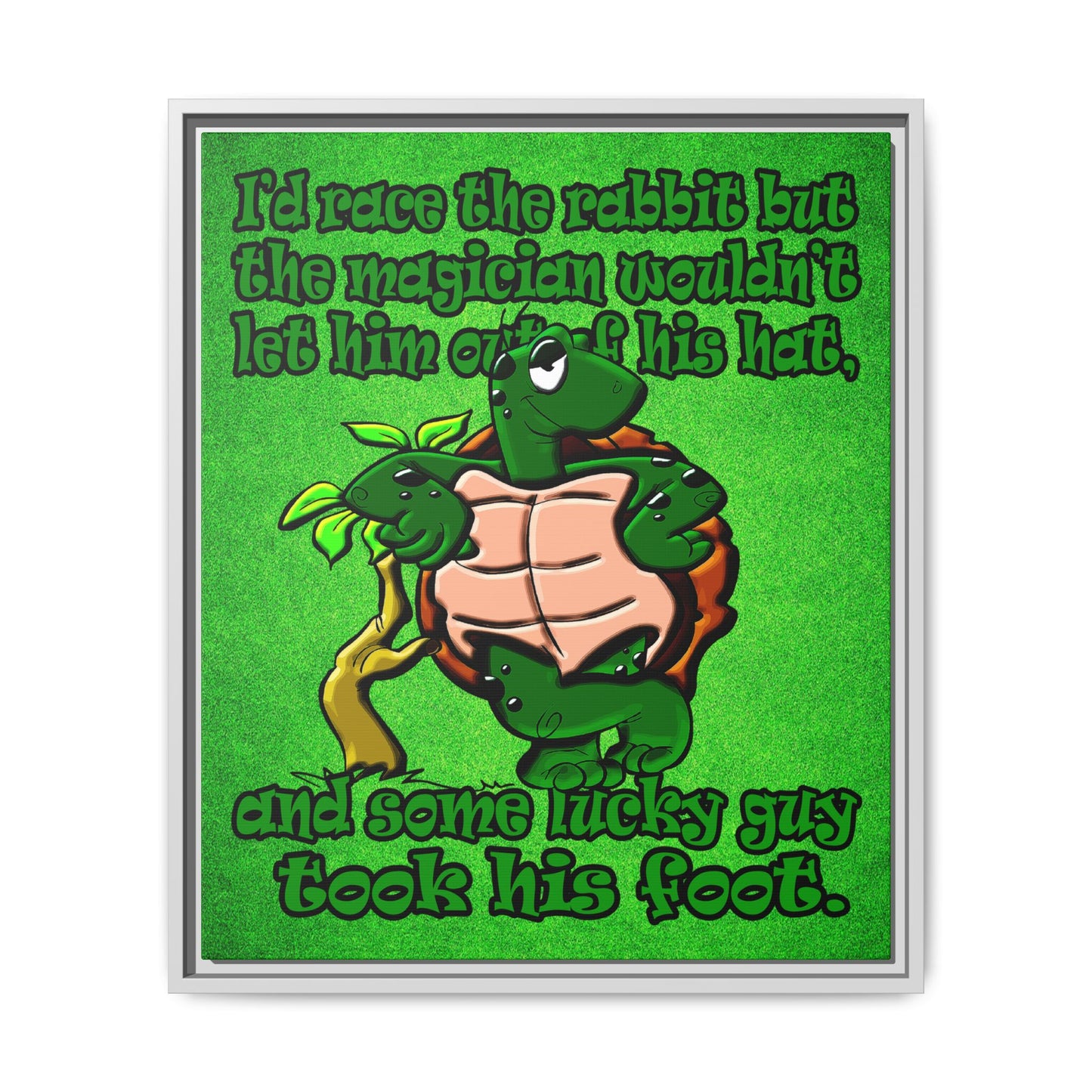 turtle race - framed canvas art (green turf)
