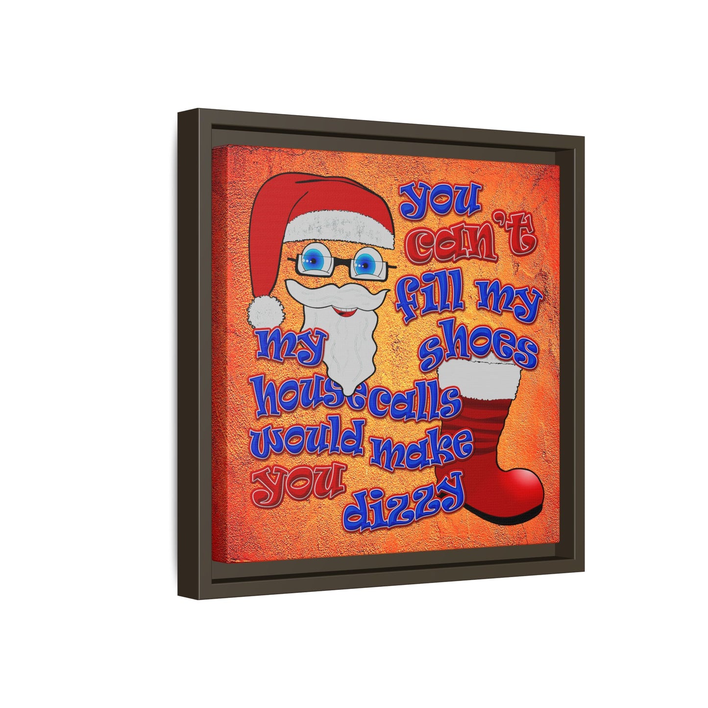 santa's shoes - framed canvas art (burnt orange)