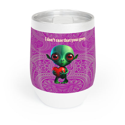 I don't care that your grey - Chill Wine Tumbler (pink swirl)