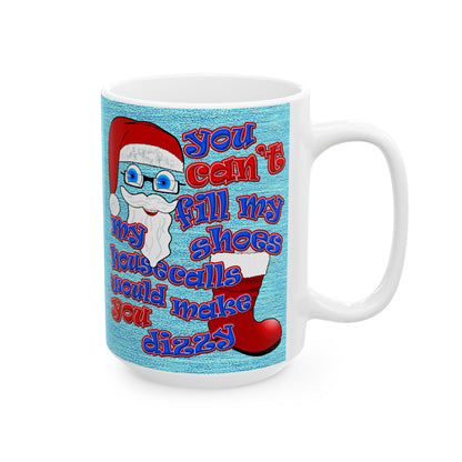 santa's shoes - White Mug (faded dark blue)