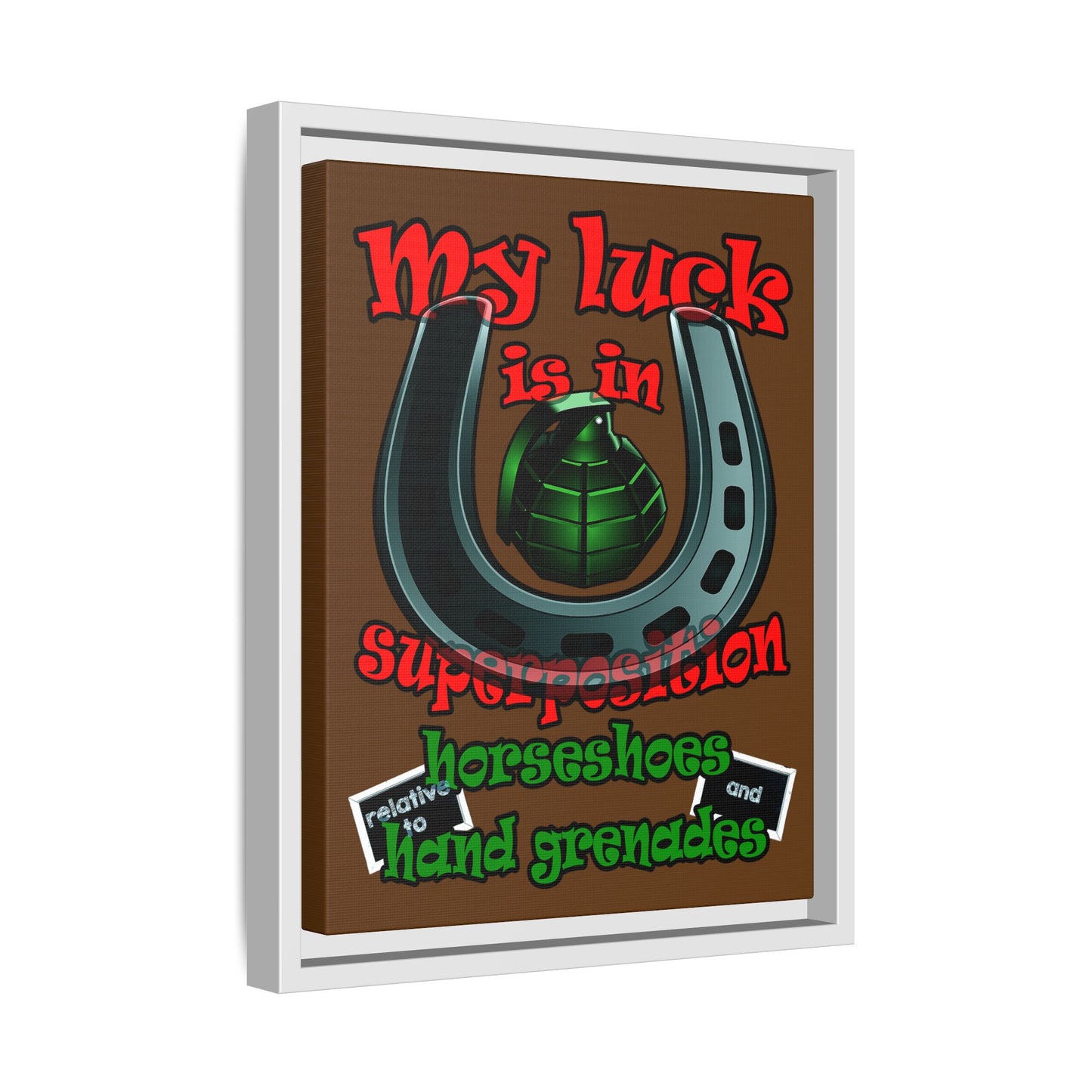 my luck - framed canvas art (brown)