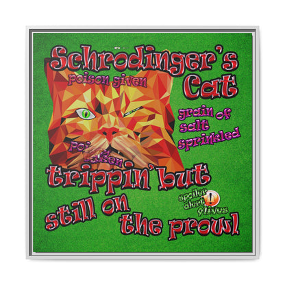 schrodinger's cat - framed canvas art (green turf)
