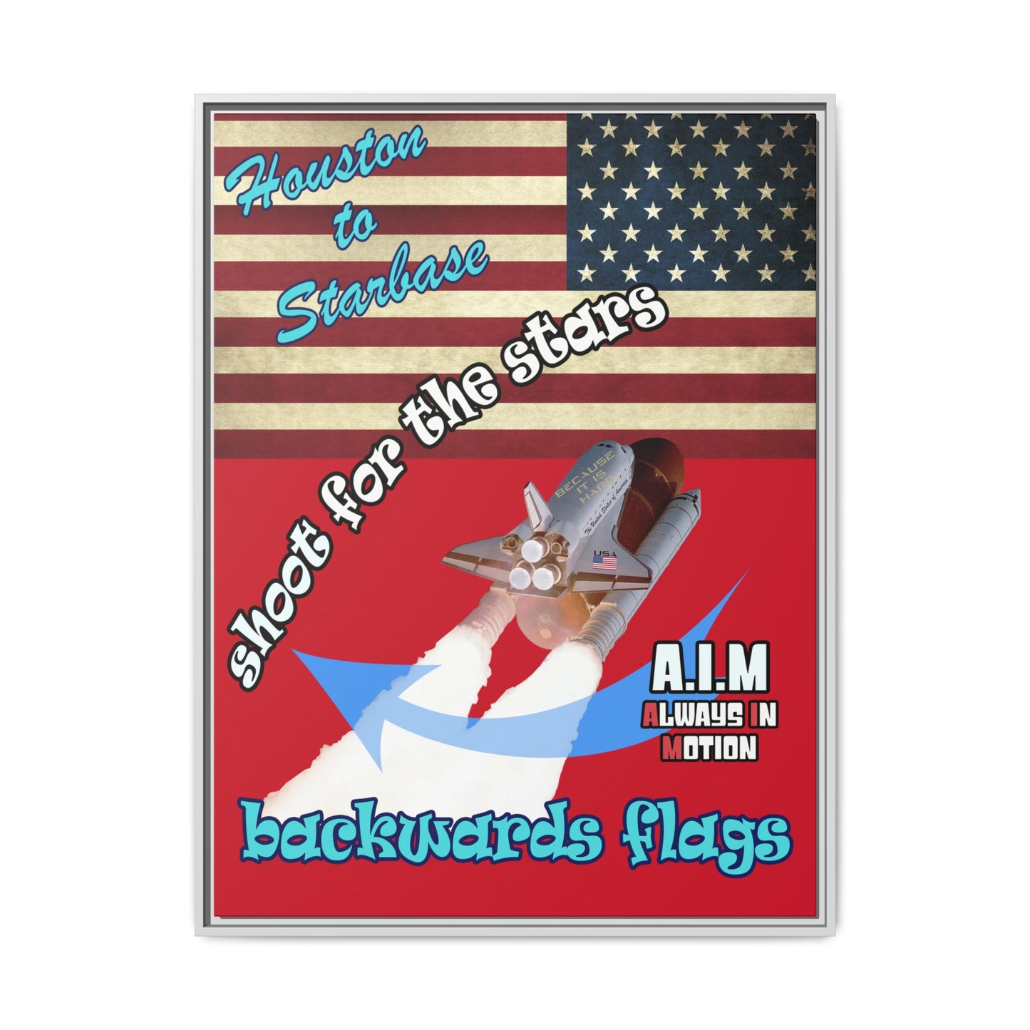 shoot for the stars - framed canvas art (dark red)