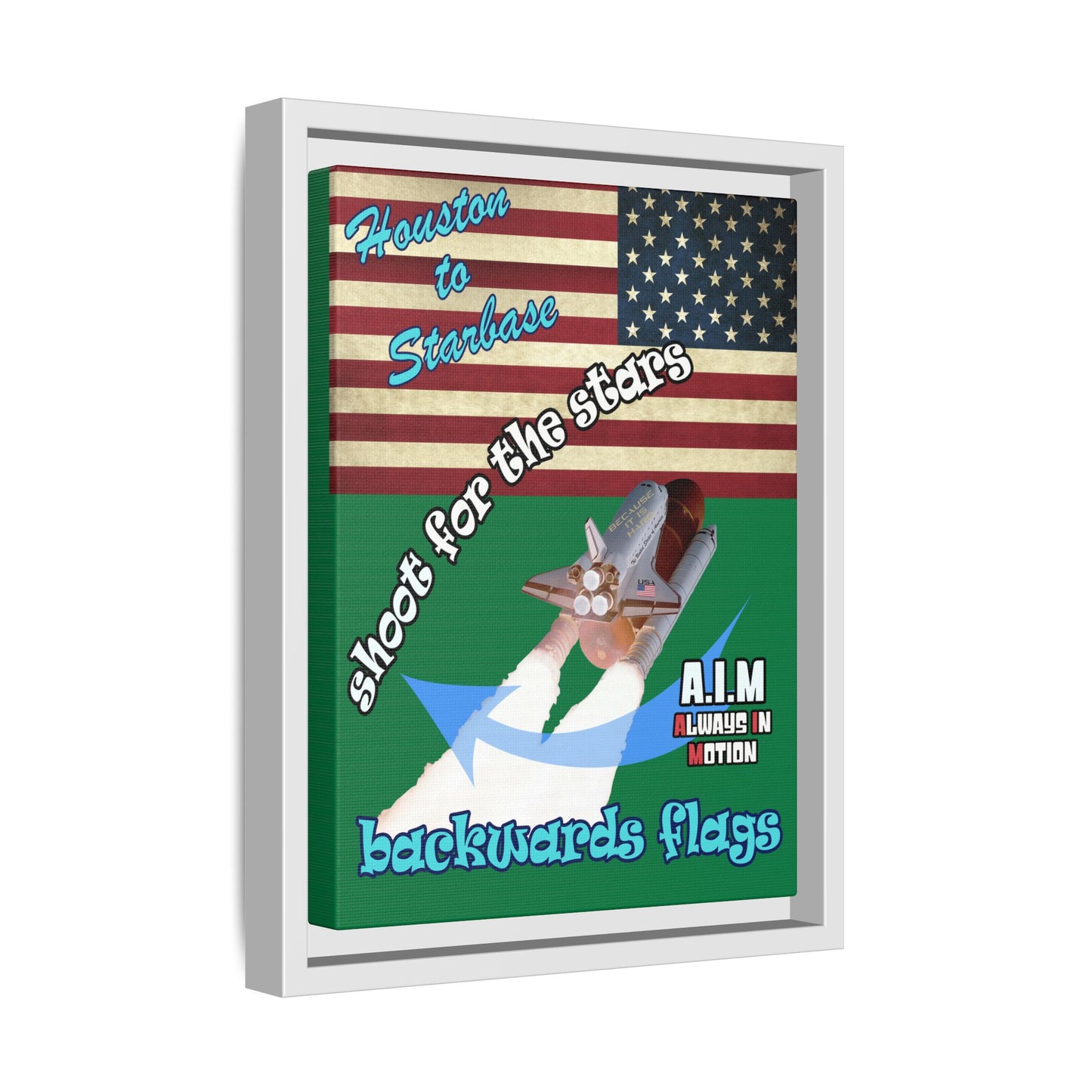 shoot for the stars - framed canvas art (dark green)