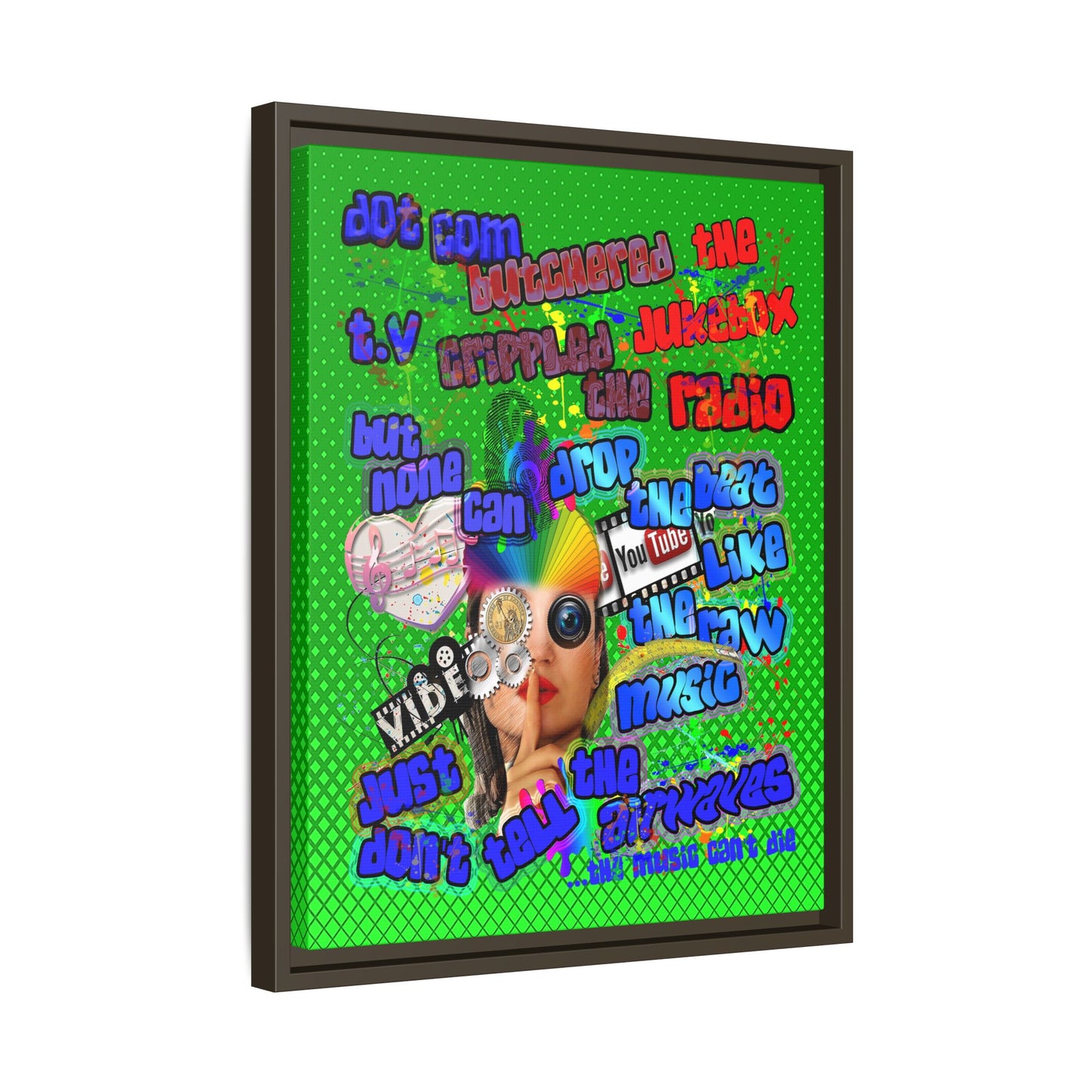 drop the beat - framed canvas art (logo green)