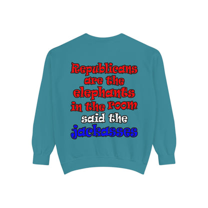 donkeys and elephants - Unisex Garment-Dyed Sweatshirt