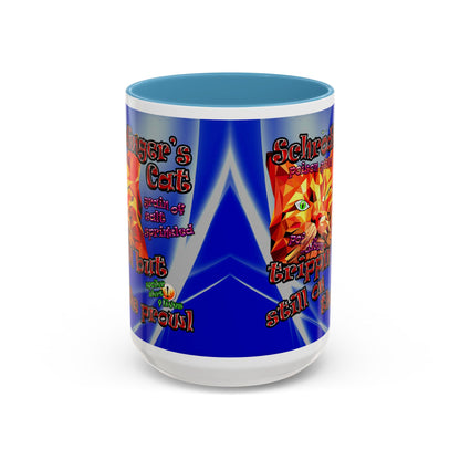 schrodinger's cat - Accent Mug (blue-white wave)