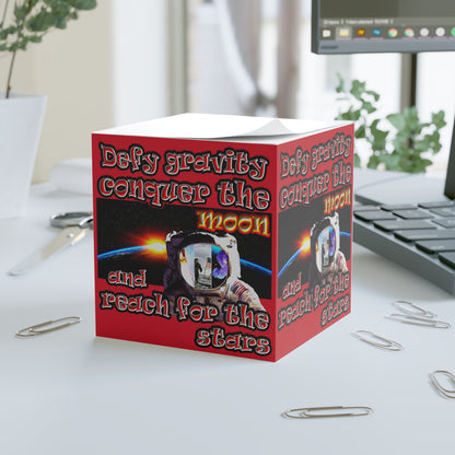defy conquer reach - note cube (dark red)