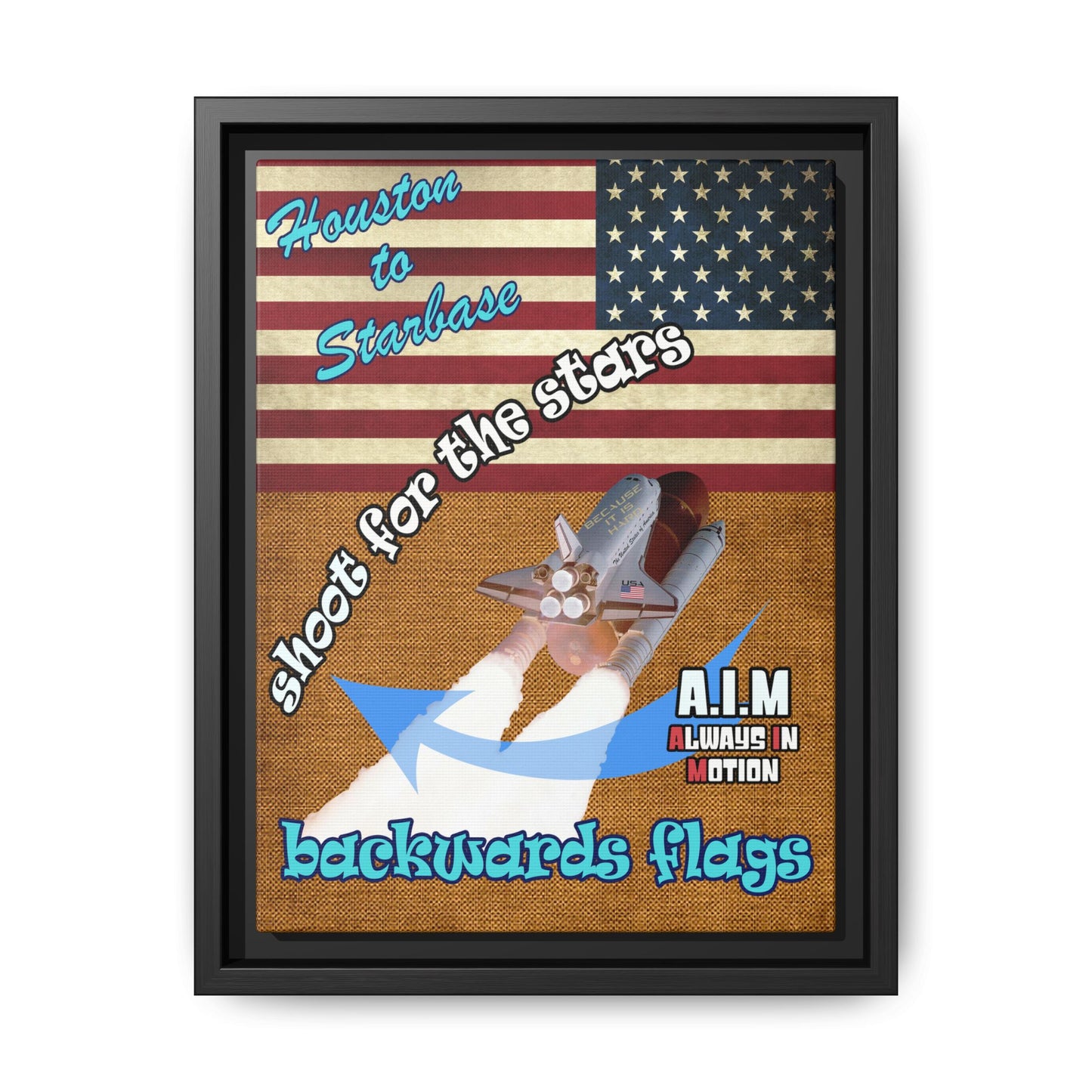 shoot for the stars - framed canvas art (brown papyrus)