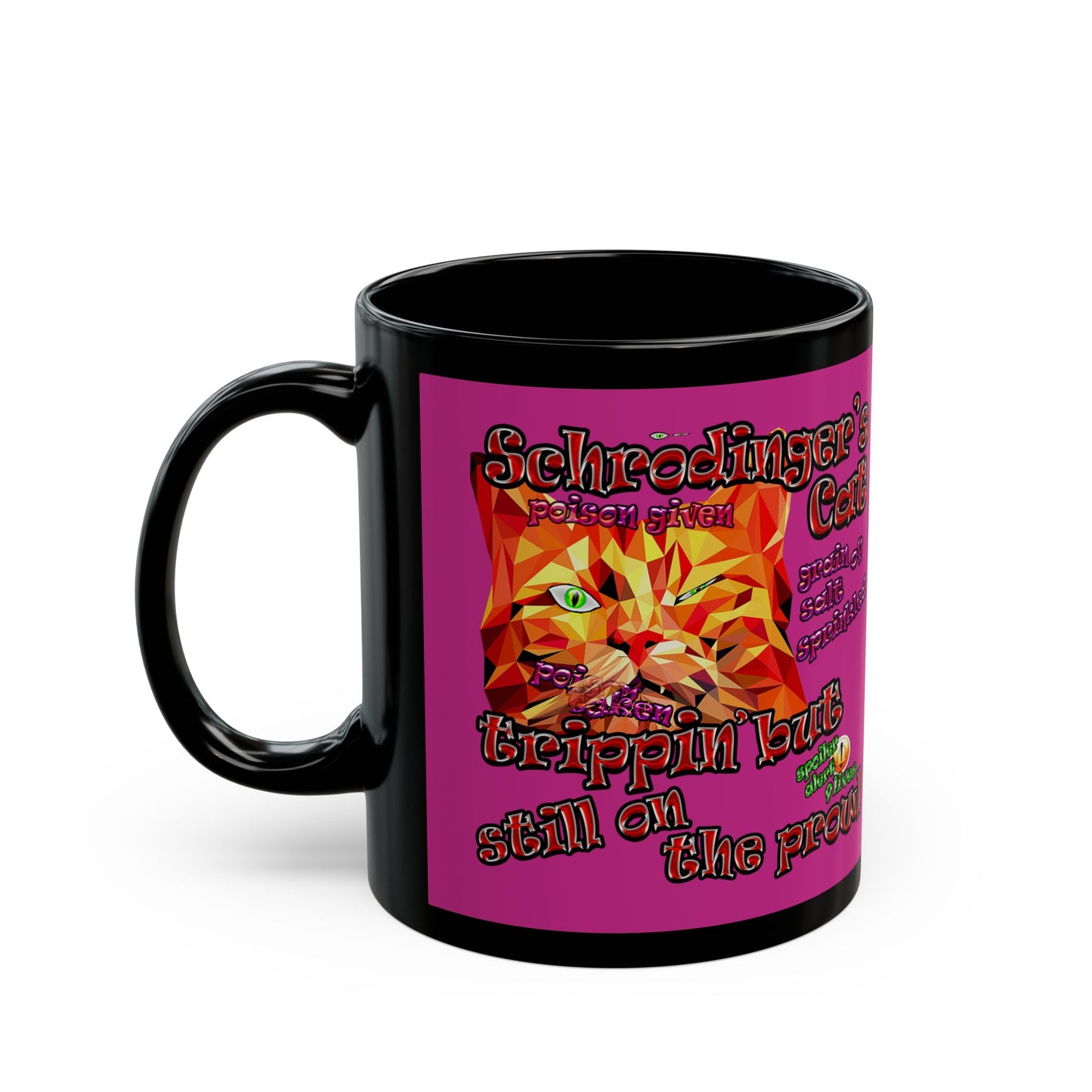 schrodinger's cat - Black Mug (pink)