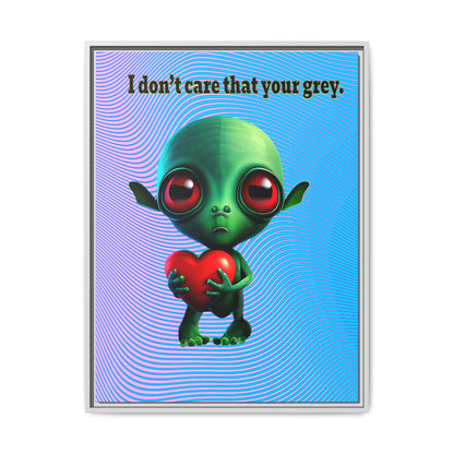 I don't care that your grey - framed canvas art (light blue-purple wave)