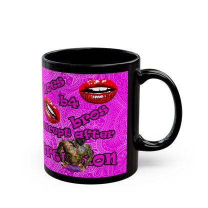 hoes b4 bros - Black Mug (pink swirl)