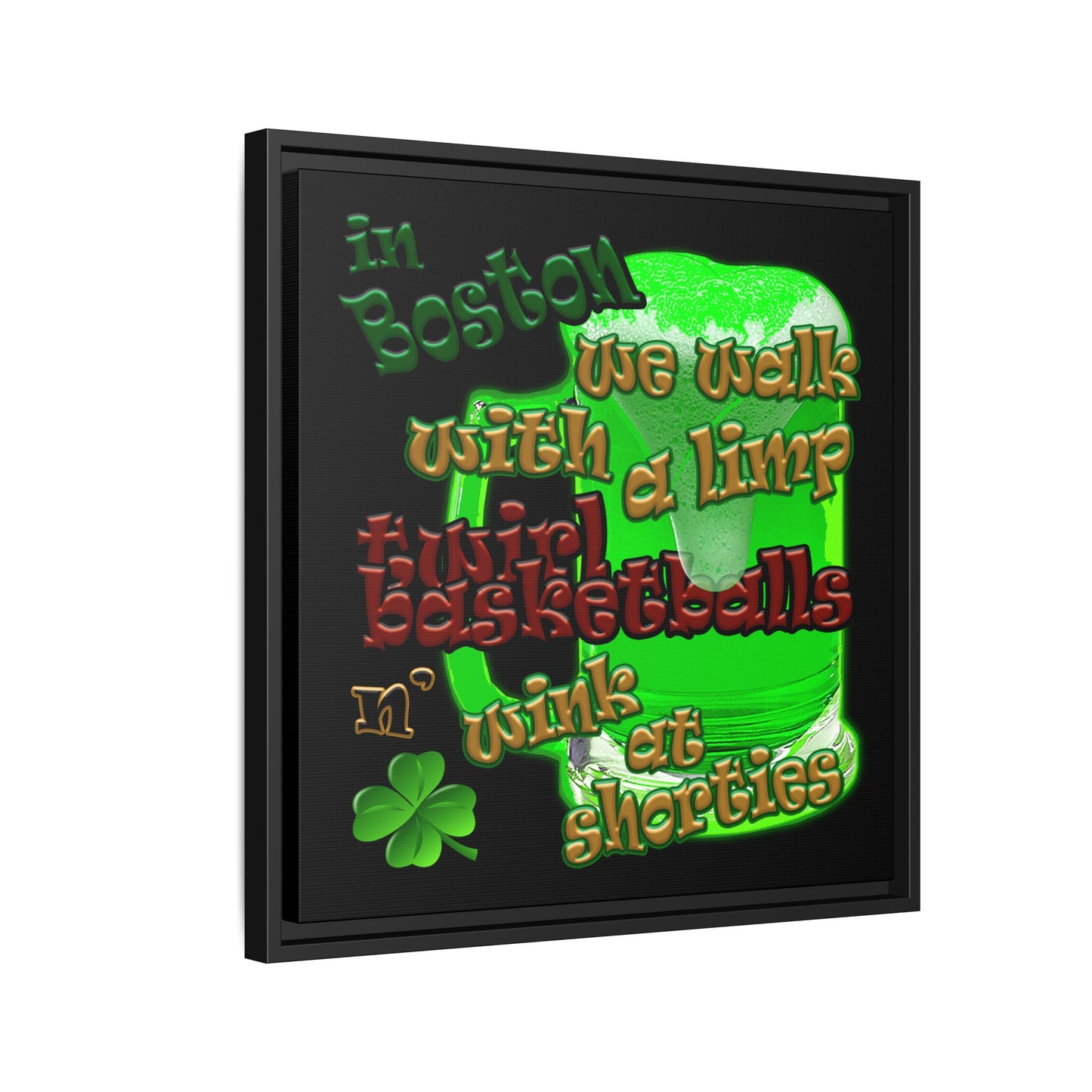 celtics logo - framed canvas art (black)