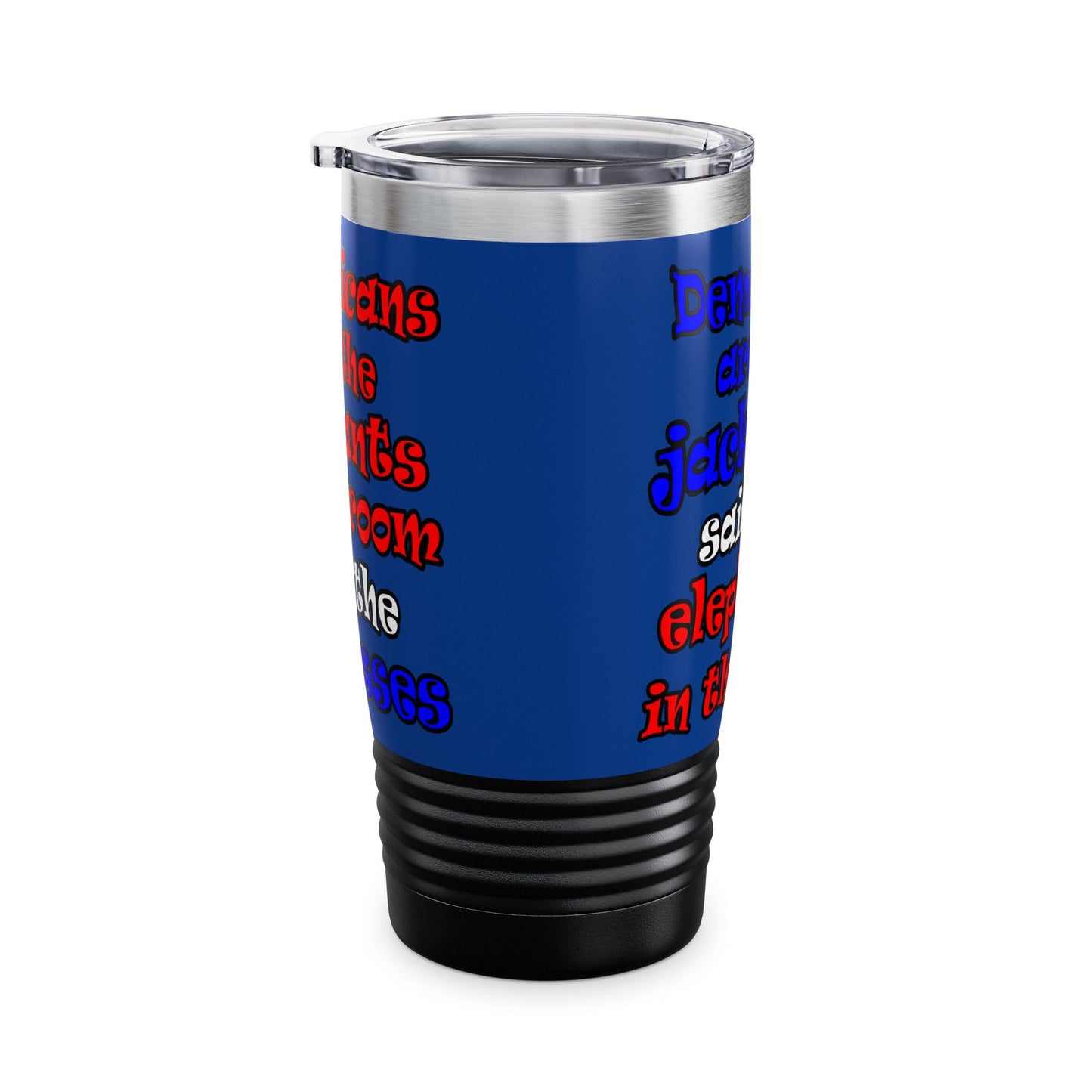 donkeys and elephants - Ringneck Tumbler, 20oz (dark blue)