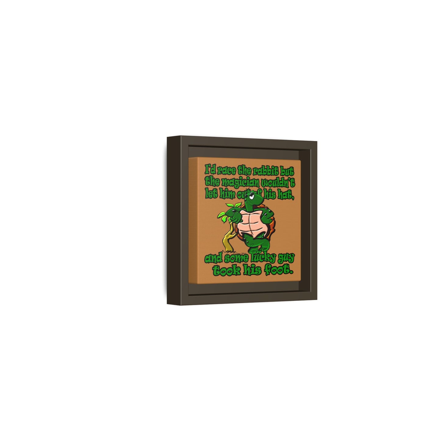 turtle race - framed canvas art (light brown)