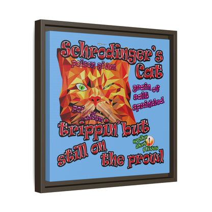 schrodinger's cat - framed canvas art (light blue)