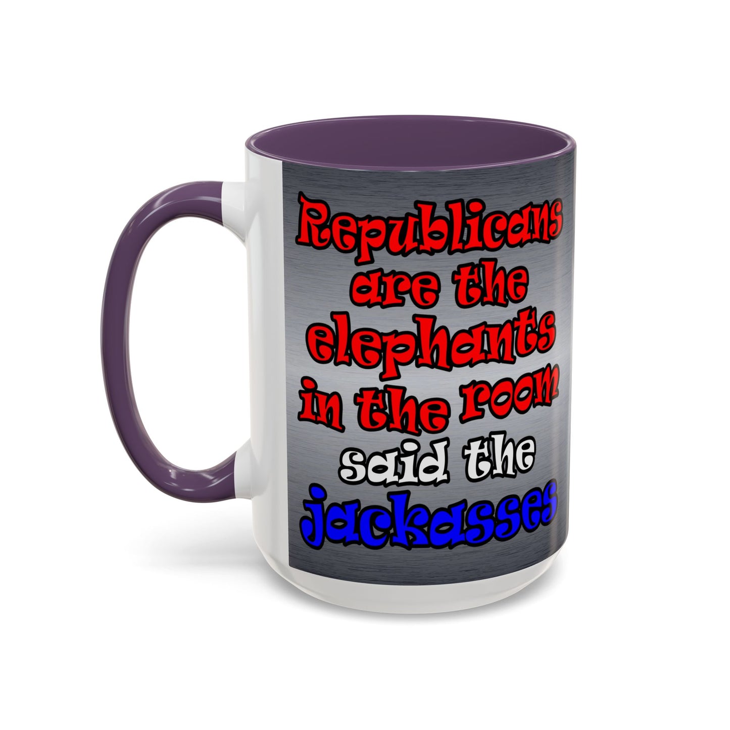 donkeys and elephants - Accent Mug (brushed nickel)